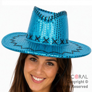 SOMBRERO COWBOY LENTEJUELA CELESTE